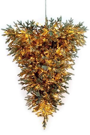 Потолочная елка с лампочками Россо голубая 160 см, теплые белые LED, ЛИТАЯ + ПВХ, GREEN TREES