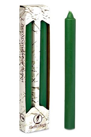 Классические столовые свечи, тёмно-зелёные, 24.5 см (упаковка - 2 шт.), Омский Свечной