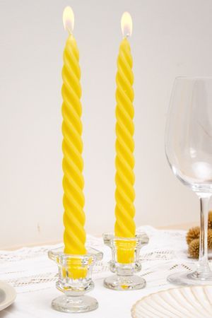 Ароматические витые свечи ПЕРСИК, 24.5 см (упаковка - 2 шт), Омский Свечной