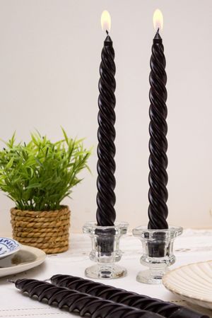 Свечи витые, черные, 24.5 см, (упаковка - 4 шт.), Омский Свечной