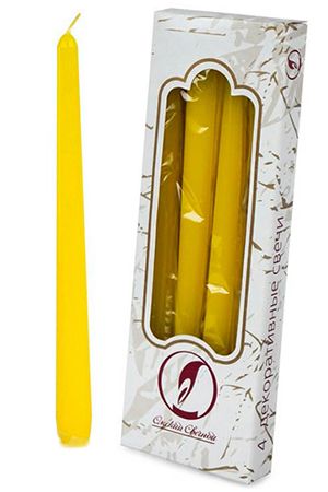 Свечи античные, желтые, 24.5 см (упаковка - 4 шт.), Омский Свечной