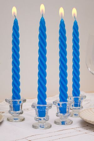 Свечи витые, синие, 24.5 см, (упаковка - 4 шт.), Омский Свечной