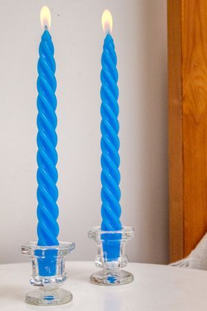 Свечи витые, синие, 24.5 см, (упаковка - 2 шт.), Омский Свечной