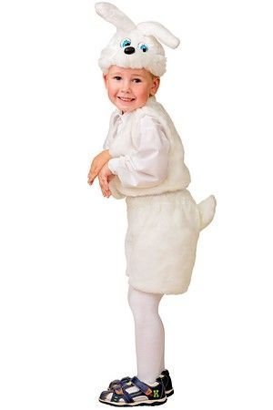 Карнавальный костюм Заяц белый, рост 110 см, Батик
