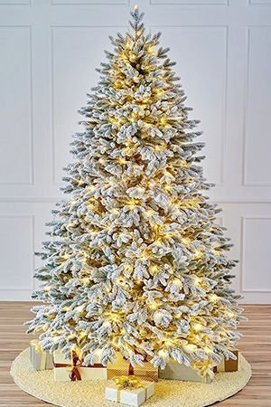 Искусственная елка с лампочками Версальская заснеженная 210 см, 460 теплых белых ламп, ЛИТАЯ 100%, Max CHRISTMAS