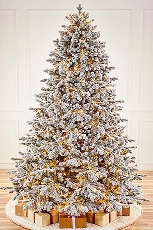 Искусственная елка с гирляндой Византийская заснеженная 210 см, 460 теплых белых ламп, ЛИТАЯ 100%, Max CHRISTMAS