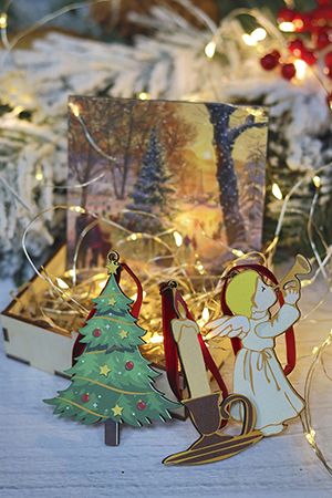 Гирлянда из флажков Vintage Christmas 10 см, 5 шт., дерево, подвеска, МанузинЪ