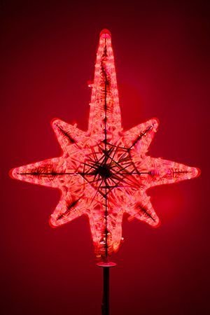 Светодиодная макушка-звезда Роза Ветров 50 см красная, IP54, GREEN TREES