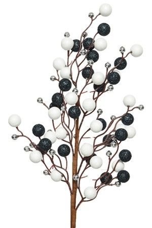 Декоративная ветка ЭСТЕТИК ШАРМ, цвет: белый, тёмно-синий, 60 см, Winter Deco