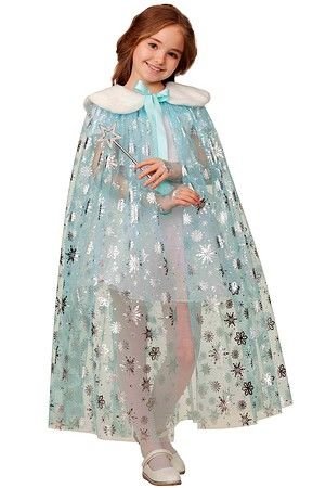 Карнавальный Плащ Зимней Принцессы бирюзовый, рост 110-122 см, Батик