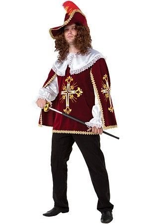 Карнавальный костюм для взрослых Мушкетер, бордовый, 50 размер, Батик