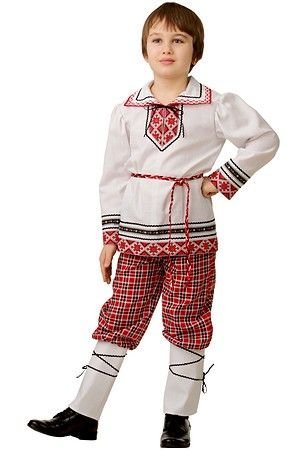 Карнавальный костюм Национальный для мальчика, красно-белый, рост 116 см, Батик