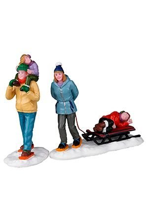 Набор декоративных фигурок 'Длинный день на снегоходах', полистоун, 8 см (2 шт.), LEMAX