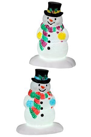 Набор декоративных фигурок 'Сияющие Снеговички', пластик, подсветка, 11 см (2 шт.), LEMAX