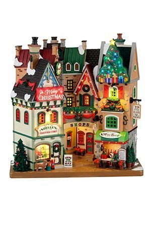 Фасад 'Рождество в сезонных магазинах', полистоун, подсветка, 28x25x10 см, LEMAX