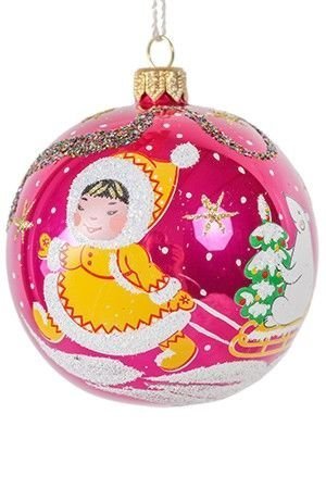 Ёлочный шар САХАЯ, вишневый, 75 мм, Елочка