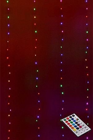 Светодиодная гирлянда - занавес Роса MAGNIFICENT DANCING, 3х2.8 м, 280 разноцветных RGB ламп, серебряная проволока, пульт управления, таймер, Serpantin