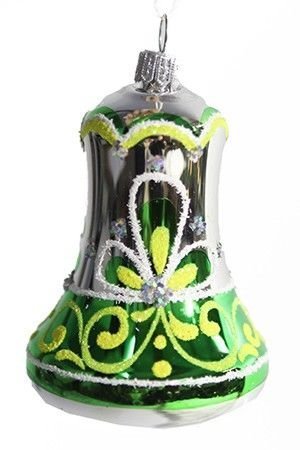 Елочное украшение колокольчик РАДОСТЬ, зеленый, 85 мм, Елочка