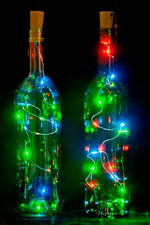 Гирлянда-пробка для бутылки РОСА, 1 м, 10 разноцветных микро LED-огней, батарейки, IP20, Serpantin