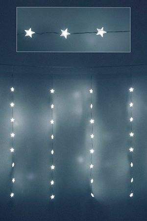 Светодиодная гирлянда на окно ЗАНАВЕС - ЗВЕЗДЫ, 3х1 м, 80 холодных белых LED-огней, прозрачный ПВХ, контроллер, коннектор, IP20, Serpantin