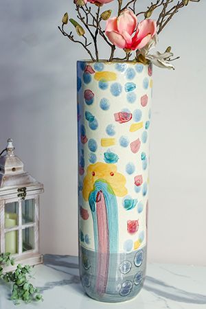 Дизайнерская керамическая ваза МАДЖИА ДЕЛ'АРТЕ, цилиндрическая, 58 см, EDG