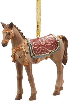 Елочная игрушка, лошадь РОЯЛ СТЕЙБЛ: ГНЕДАЯ МАСТЬ, полистоун, 11 см, подвеска, EDG