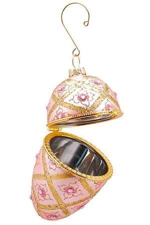 Набор ёлочных украшений-шкатулок ВИВАТ, ФАБЕРЖЕ!, розовый, стекло, 11 см, 6 шт., подвеска, EDG