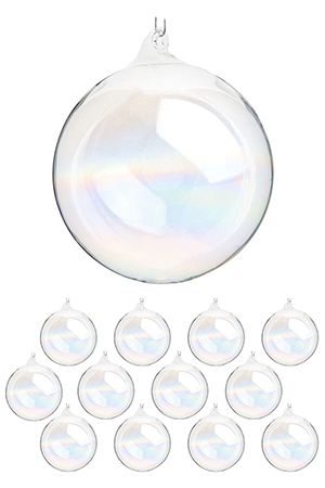 Набор стеклянных ёлочных шаров ВЕРА ПЕРЛА, прозрачный радужный,  6 см, 12 шт., EDG