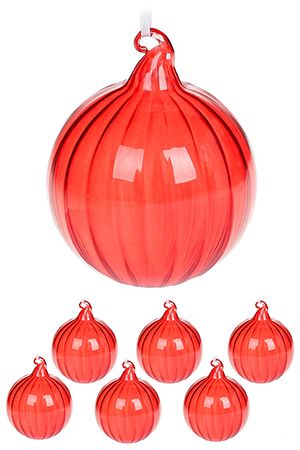 Набор стеклянных ёлочных шаров ГОЧЧЕ РОССЕ, прозрачный красный, 10 см, 6 шт., EDG