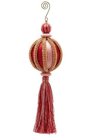 Подвесное елочное украшение, шар ШАЙЗАР красно-розовый, 28 см, EDG
