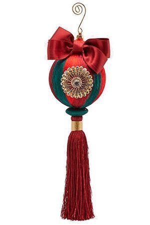 Подвесное елочное украшение, шар ЭМИЛИЯ красно-зелёный, 23 см, EDG