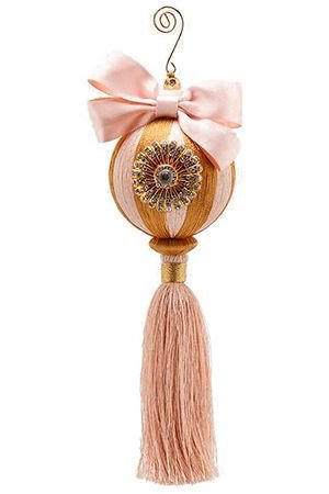Подвесное елочное украшение, шар ЭМИЛИЯ розово-золотистый, 23 см, EDG