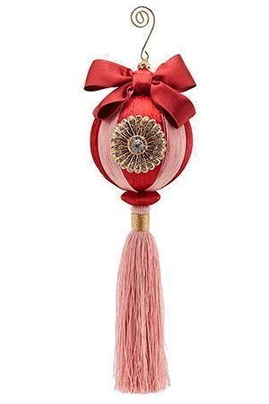 Подвесное елочное украшение, шар ЭМИЛИЯ розово-алый, 23 см, EDG