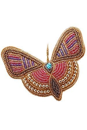 Подвесное украшение-бабочка БИРЮЗОВОЕ СЕРДЦЕ, текстиль, 9 см, EDG