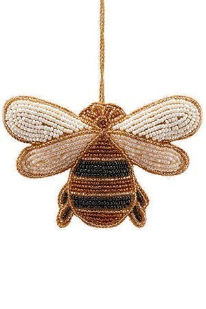 Подвесное украшение-пчела ЖЕМЧУЖНЫЕ КРЫЛЫШКИ, текстиль, 12 см, EDG