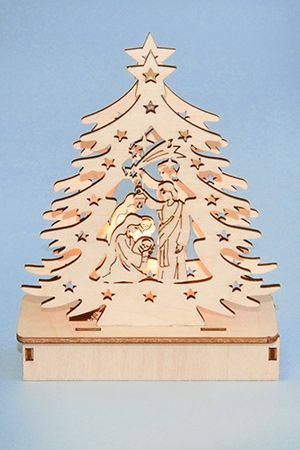 Новогодний светильник РОЖДЕСТВЕНСКАЯ ИСТОРИЯ, дерево, теплые белые LED-огни, 13 см, батарейки, Breitner
