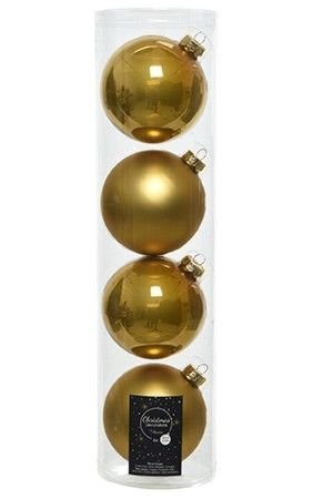 Набор стеклянных шаров матовых и эмалевых, цвет: горчичный, 100 мм, 4 шт., Kaemingk