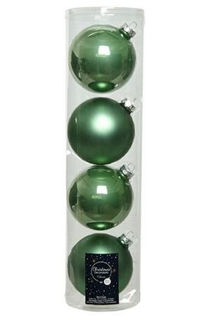 Набор стеклянных шаров матовых и эмалевых, цвет: шалфейный, 100 мм, 4 шт., Kaemingk