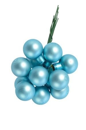 ГРОЗДЬ стеклянных матовых шариков на проволоке, 12 шаров по 25 мм, цвет: арктический голубой, Kaemingk
