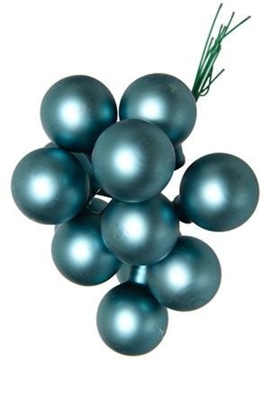 ГРОЗДЬ стеклянных матовых шариков на проволоке, 12 шаров по 25 мм, цвет: голубой туман, Kaemingk