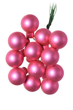 ГРОЗДЬ стеклянных матовых шариков на проволоке, 12 шаров по 25 мм, цвет: розовая азалия, Kaemingk