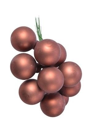ГРОЗДЬ стеклянных матовых шариков на проволоке, 12 шаров по 25 мм, цвет:  шоколадный трюфель, Kaemingk