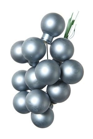 ГРОЗДЬ стеклянных матовых шариков на проволоке, 12 шаров по 25 мм, цвет: серебристо-голубой, Kaemingk