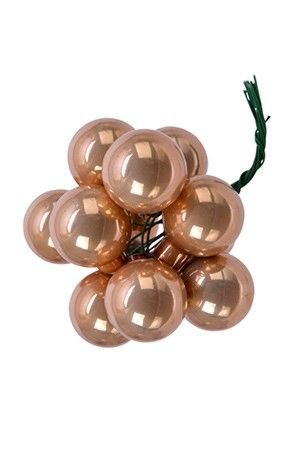 ГРОЗДЬ стеклянных эмалевых шариков на проволоке, 12 шаров по 25 мм, цвет: золотой песок, Kaemingk