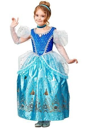 Карнавальный костюм Принцесса Золушка в голубом платье, рост 128 см, Батик