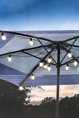 Гирлянда из лампочек для уличного зонта RETRO ROMANCE, 20 теплых белых LED-ламп, 8 нитей по 1.2 м, черный ПВХ, уличная, Kaemingk