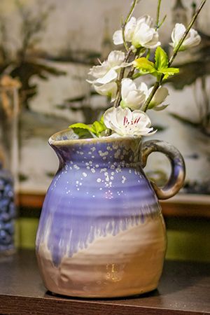 Декоративная керамическая ваза-кувшин ЛЕНДЕРТ, голубой, 13 см, Kaemingk