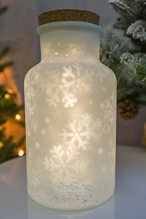 Декоративный светильник МОРОЗНАЯ СКАЗКА, стекло, белый, 15 теплых белых LED-огней с эффектом вращения, 26 см, на батарейках, Kaemingk