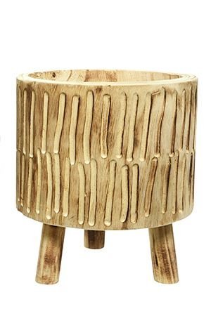 Деревянное кашпо на ножках ВУДДИ-СТАЙЛ, светло-коричневое, 22 см, Kaemingk