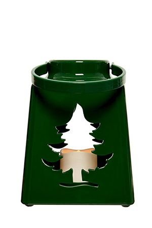 Новогодний фонарик со свечой В ПОИСКАХ ЧУДЕС с елочками, пластик, зеленый, 14 см, батарейки, Kaemingk